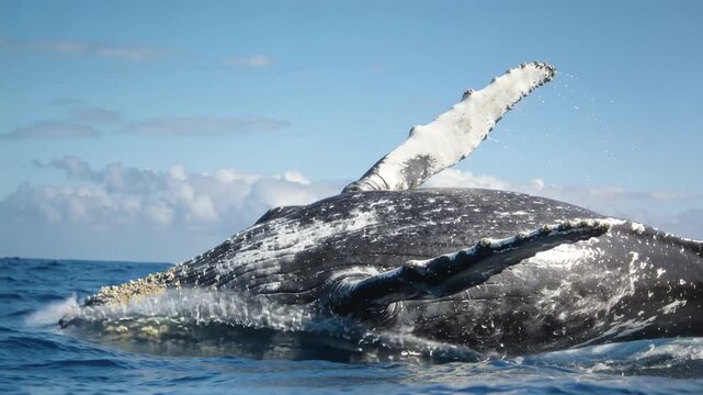 humpback whale splash jump powerful movement video