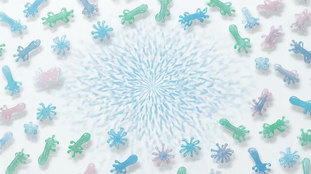 Subtle bacteria icons fading in and out