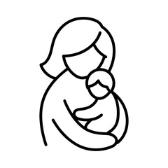 Fototapeta premium A simple vector illustration depicting a mother tenderly embracing her baby, symbolizing maternal love and nurturing care.