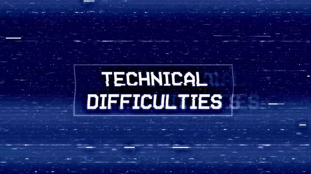 Glitch analog static television with technical difficulties text