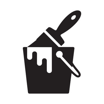 paint bucket with brush icon on white background