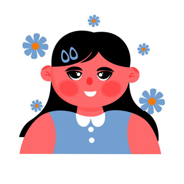 Illustration of little girl happy mood isolated white background