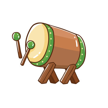 Bedug hand drawing vector illustration. Mosque bedug or drum