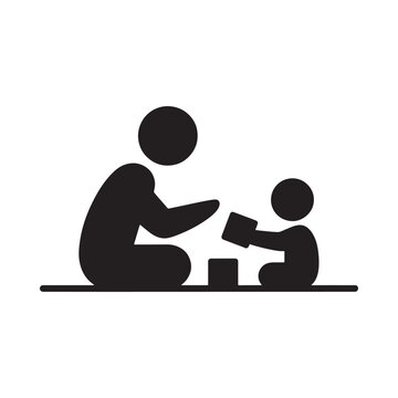 parent teaching child icon black silhouette on white background