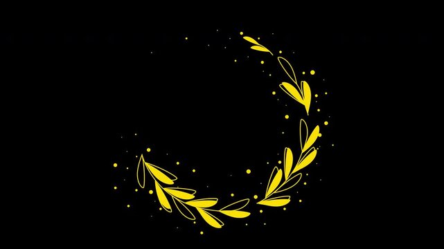 Elegant Wedding Flower Wreath Animated Title Frame Alpha Channel