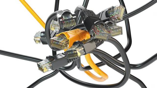Internet network connectors rj45 and ethernet cables. Best internet provider concept.