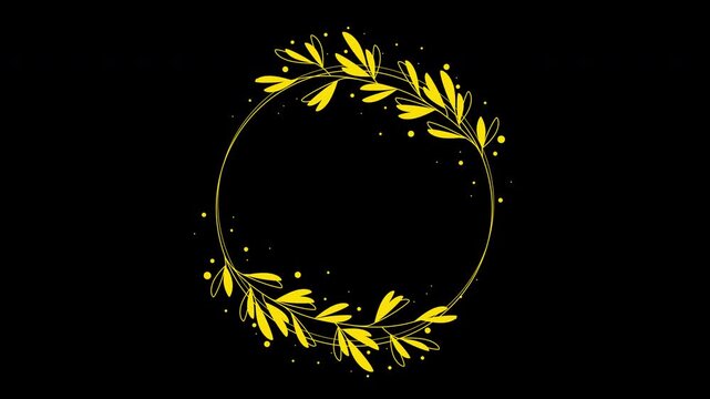Elegant Wedding Flower Wreath Animated Title Frame Alpha Channel
