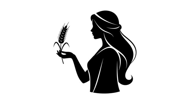 Silhouette of woman holding wheat stalk for Virgo zodiac sign