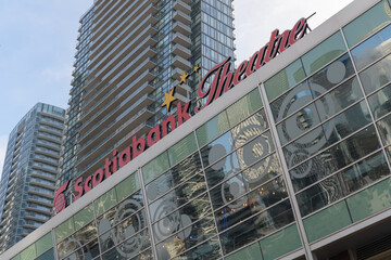 Naklejka premium exterior building and sign of Scotiabank Theatre located at 259 Richmond St W, Toronto