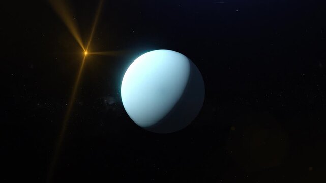 Cinematic Uranus Globe Rotation in Outer Space, Realistic Planet Animation Background
