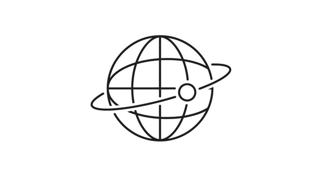 Global Network Orbit Sphere Line Icon Vector Illustration
