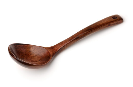 Dark brown rustic wooden spoon