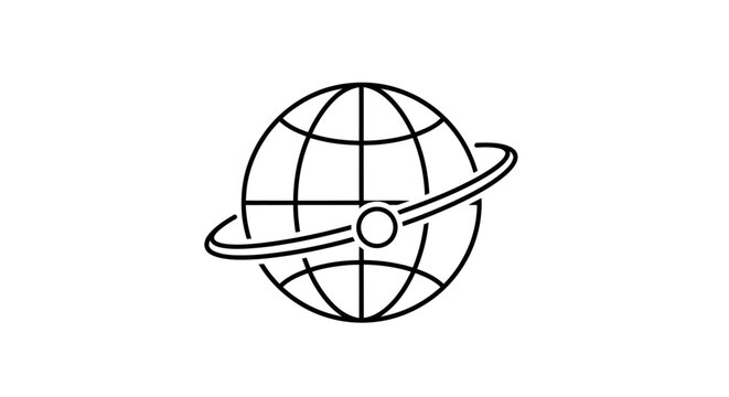 Global Network Orbit Sphere Line Icon Vector Illustration