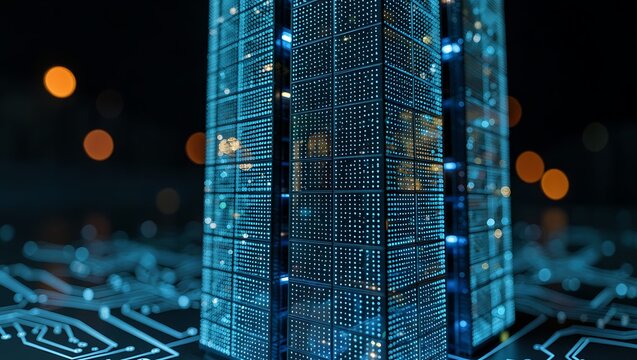 High-tech data center giant lattice structure building