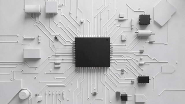 The complex combination of integrated circuits and precision components on a circuit board