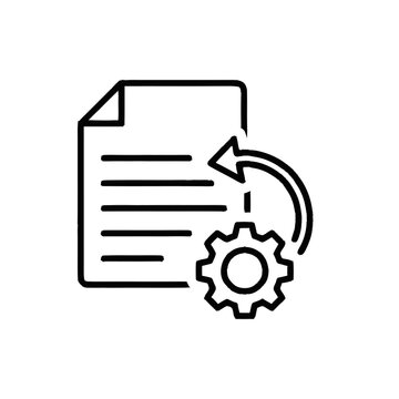 Document with refresh and settings icon, representing data processing and workflow automation.