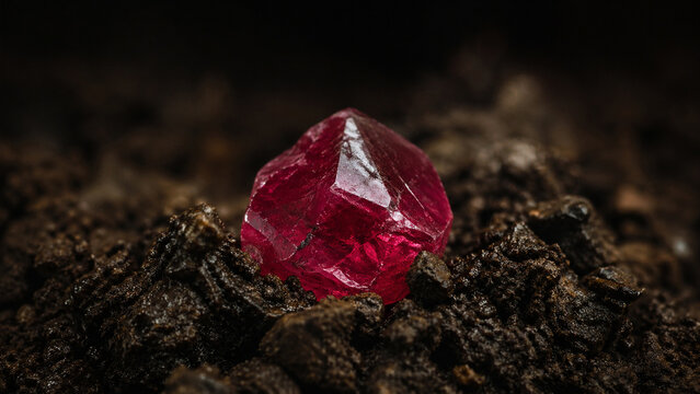 Ruby on the soil background
