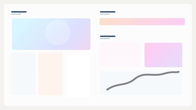 Animated pastel dashboard interface with growing chart line floating cards modern SaaS analytics admin panel business UI seamless loop background 4k