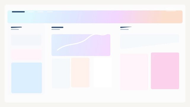 Animated pastel SaaS dashboard interface with floating cards chart growth modern analytics admin panel business UI motion background seamless loop 4k