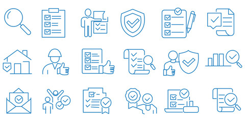 Fototapeta premium Inspection icon set. Editable line icons. Vector illustration.