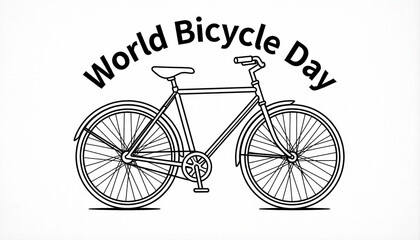 Naklejka premium World Bicycle Day vector illustration with bicycle outline
