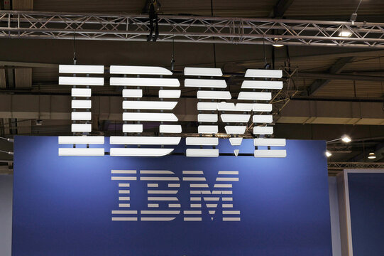 Hannover, Lower Saxony, Germany - April 22, 2026: IBM logo in Hanover, Germany - IBM is an American multinational technology corporation headquartered in Armonk, New York