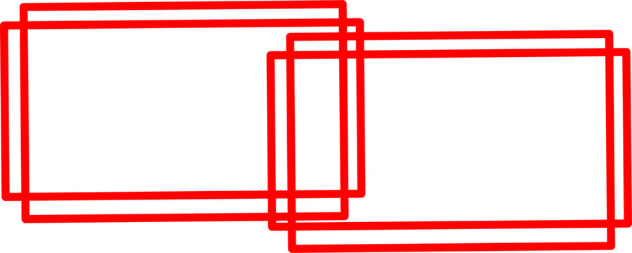 Abstract red rectangular frames on white background, minimal geometric border design for templates, layouts, UI elements, and modern graphic composition