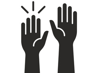 Obraz premium Raised Hands Silhouette Vector Icon for Education, Volunteering, and Voting Concepts
