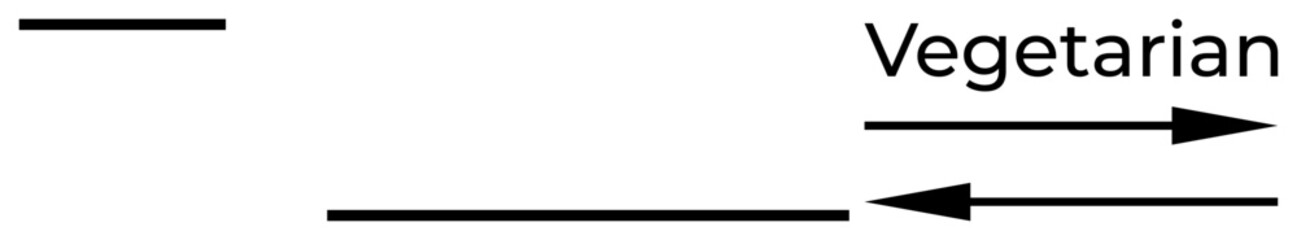Obraz premium Diet habits, food choices, lifestyle, veganism, messaging, minimalism. Black arrows pointing towards the word vegetarian on a white background. Diet habits and food choices concept