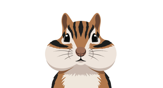 Cute Chipmunk Portrait with Puffed Cheeks Vector Illustration
