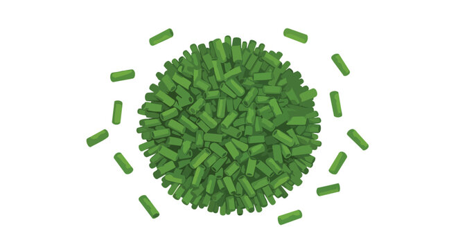 Green Pellets Vector Illustration, Organic Animal Feed or Spirulina Herbal Supplement Concept Isolated on White