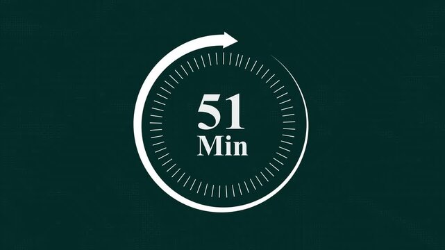 51 minute digital countdown timer with circular progress bar animation on dark green background for time management presentations and productivity