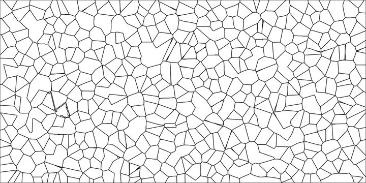 Clean black and white outline of a detailed polygonal mosaic pattern with a white background for versatile graphic design and illustration