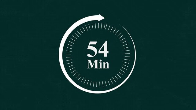 54 minute countdown timer circular motion with digital clock interface for time management and productivity tracking projects featuring sleek white