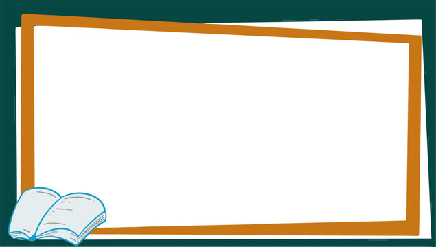 Blank rectangular border frame with an open book illustration.