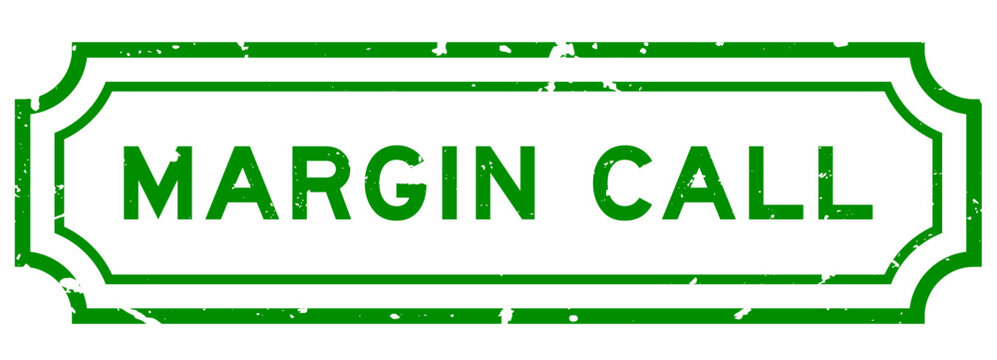 Grunge green margin call word rubber seal stamp on white background