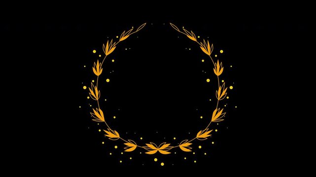 Elegant Wedding Flower Wreath Animated Title Frame Alpha Channel