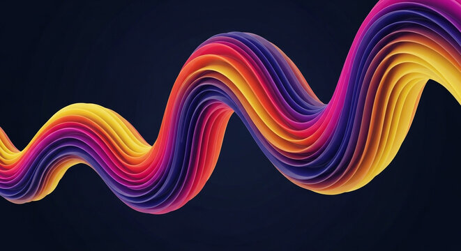 Colorful layered wavy pipe like abstract digital art with dynamic flow design