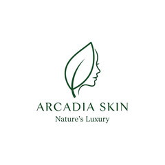 Obraz premium Green leaf woman face logo design.