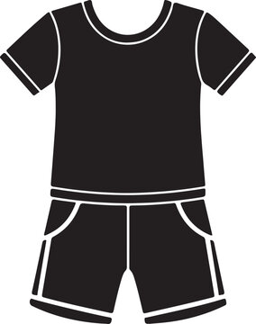 Summer Casual T-Shirt and Shorts Outfit Silhouette Graphic Icon
