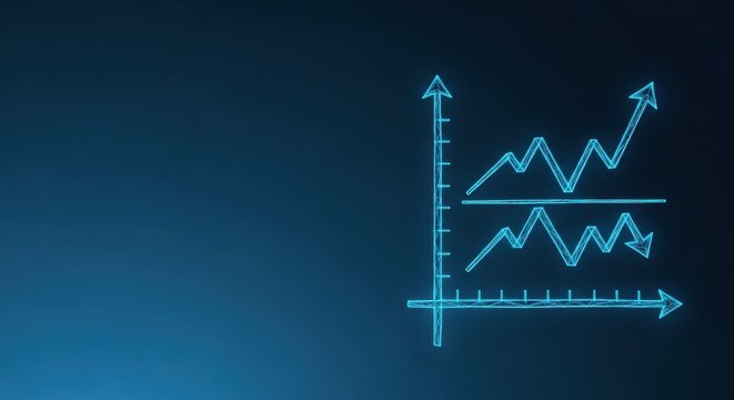 Digital Graph Illustrating Business Data Trends and Financial Growth on a Dark Background