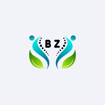BZ initials modern and minimalist abstract logo with human and leaf elements