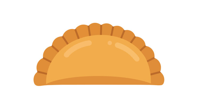 Golden Brown Empanada Vector Illustration Isolated on White Background - Traditional Pastry Icon