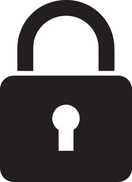 Black padlock icon with keyhole isolated on transparent background