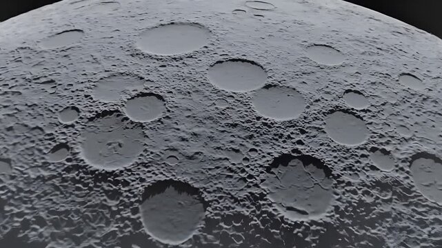 Close up view of the moon surface with detailed craters and rough terrain in outer space
