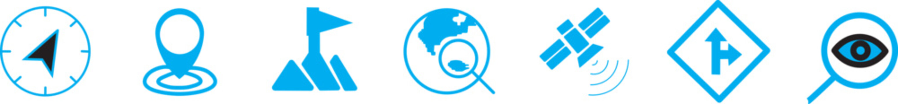 Location icon set, navigation signs, GPS location symbols, collection map pointer icons,