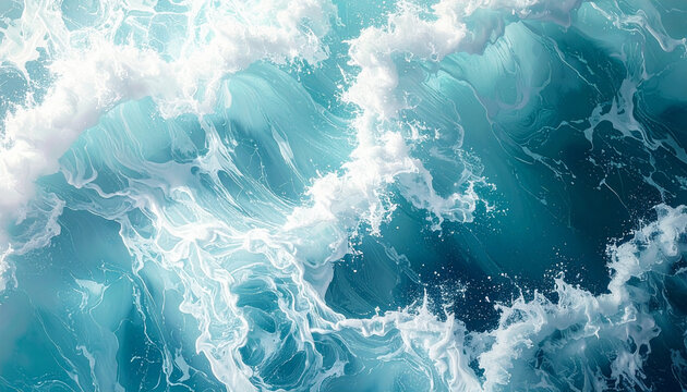 Elegant ocean waves crash with foamy currents on water surface in natural scenery