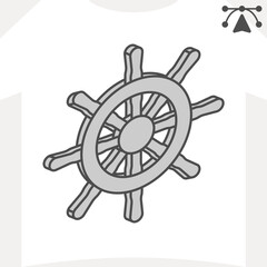 Obraz premium Marine ship steering wheel isometric icon, maritime concept. Vector graphics. Nautical helm sign and editable stroke, outline style icon for mobile or web design.