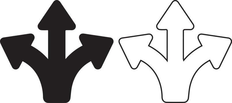 Three-way direction arrows combined navigation icon