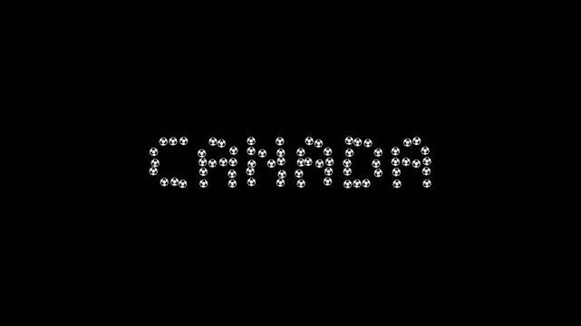 Soccer Balls Forming Canada Country Name on Black Background.